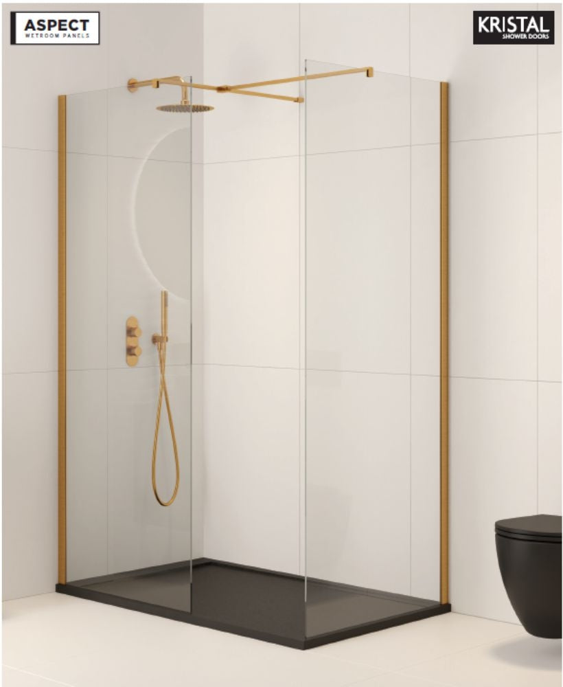 Sonas Aspect Wetroom Panels - Brushed Gold